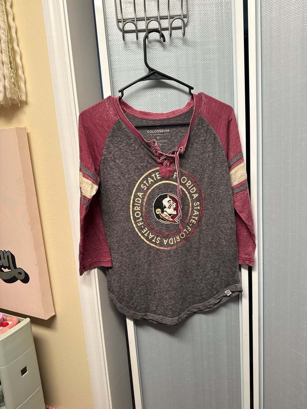 Women's Colosseum Florida State Seminoles Heathered Lace-Up 3/4 Sleeve